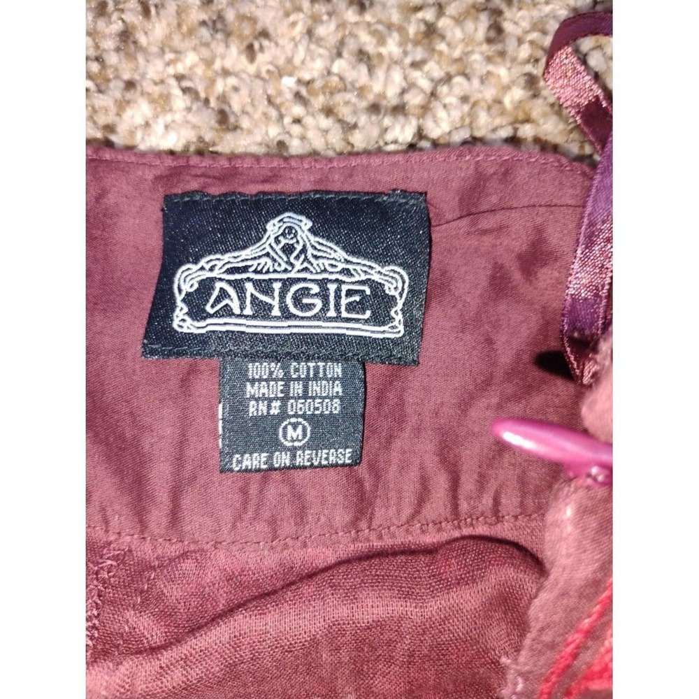 NWOT Angie Wine Berry Cotton Boho Cottagecore Prairie Festival Whimsigotht M - Picture 3 of 5